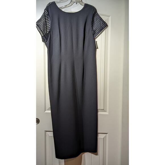 Talbots NWT Maxi Length Black Formal Dress With Sheer Short Sleeves Womens Sz 16 - Picture 1 of 16